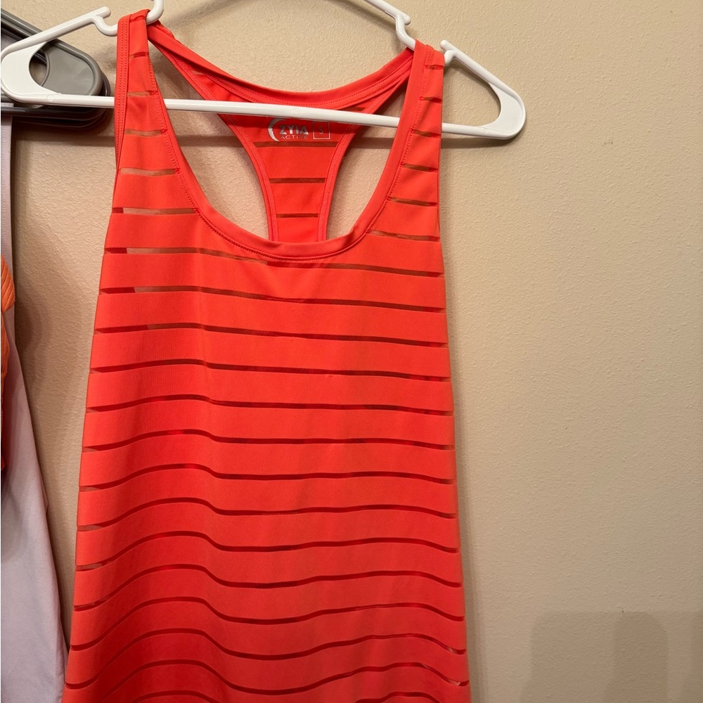 ZyiaWomen's Coral Striped Tank Top